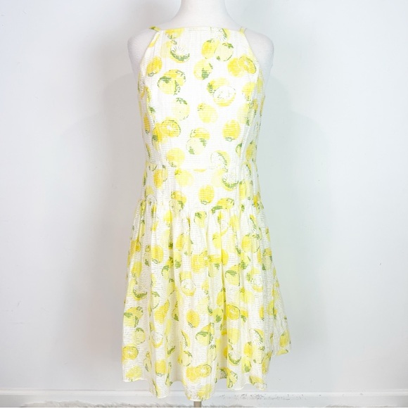 ANN TAYLOR PETITE LEMON DROP SUNDRESS YELLOW WHITE SLEEVELESS DRESS WOMENS 8P - Picture 2 of 8